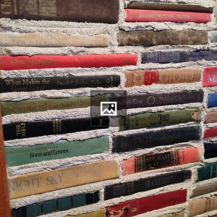 Book Spines Stacked Like Bricks