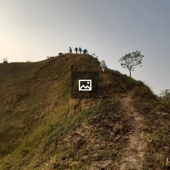 Group on grassy hilltop
