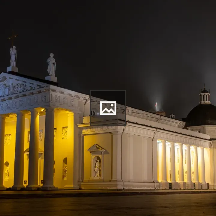 Nighttime Vilnius Cathedral Lights