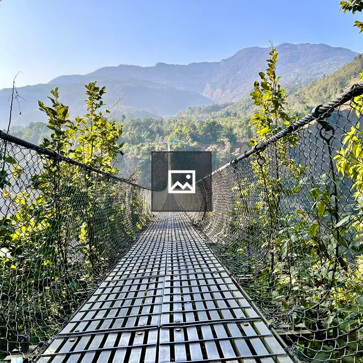 Long suspension bridge with greenery