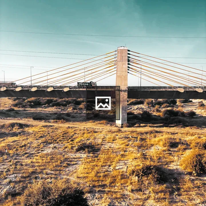 Cable-stayed Bridge Over Arid Landscape