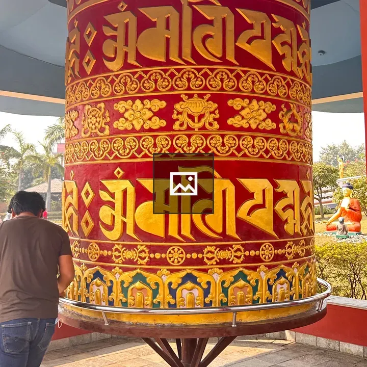 Prayer Wheel with Red and Gold