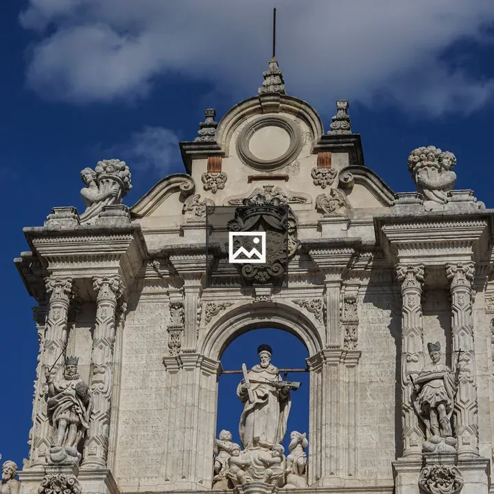 Architectural facade with statues