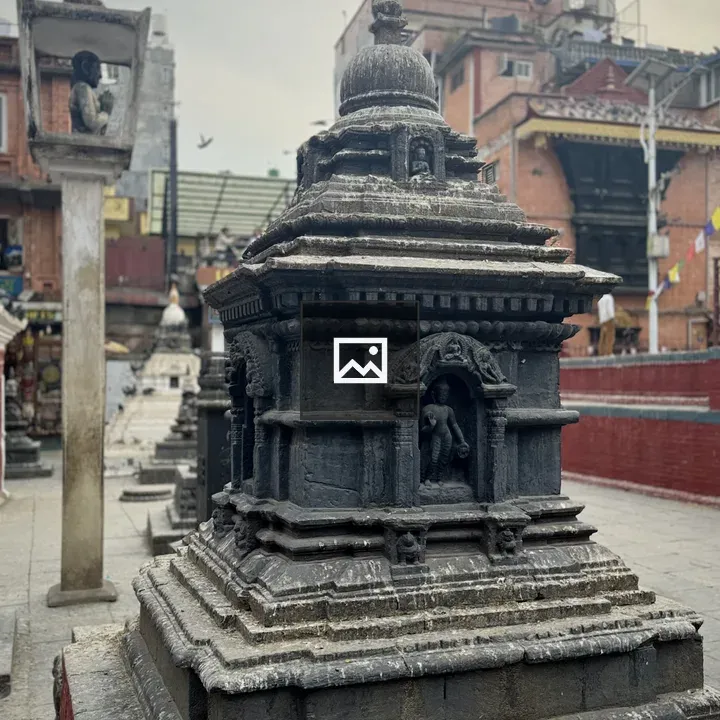 Stone stupa with intricate carvings
