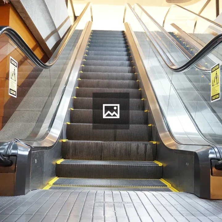 Escalator with Glass Panels