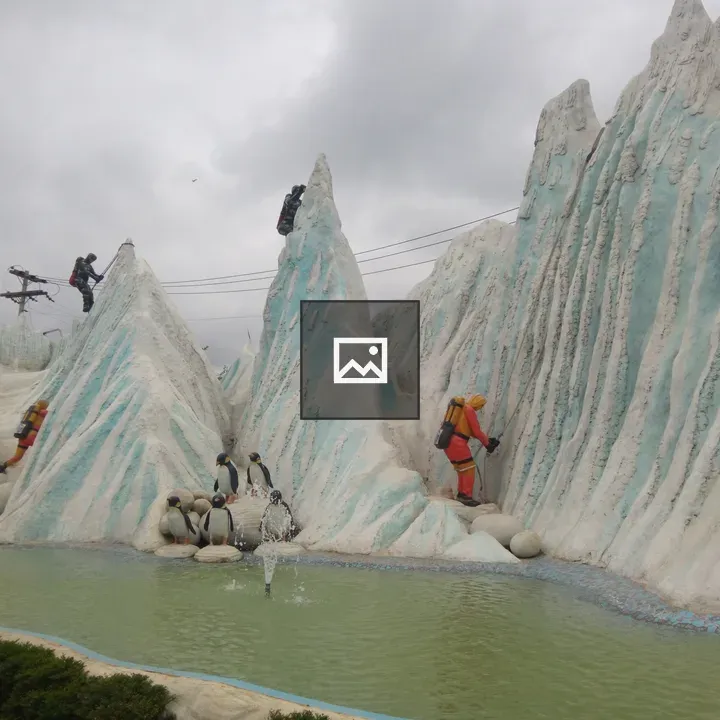 Whimsical Ice Mountain with Climbers