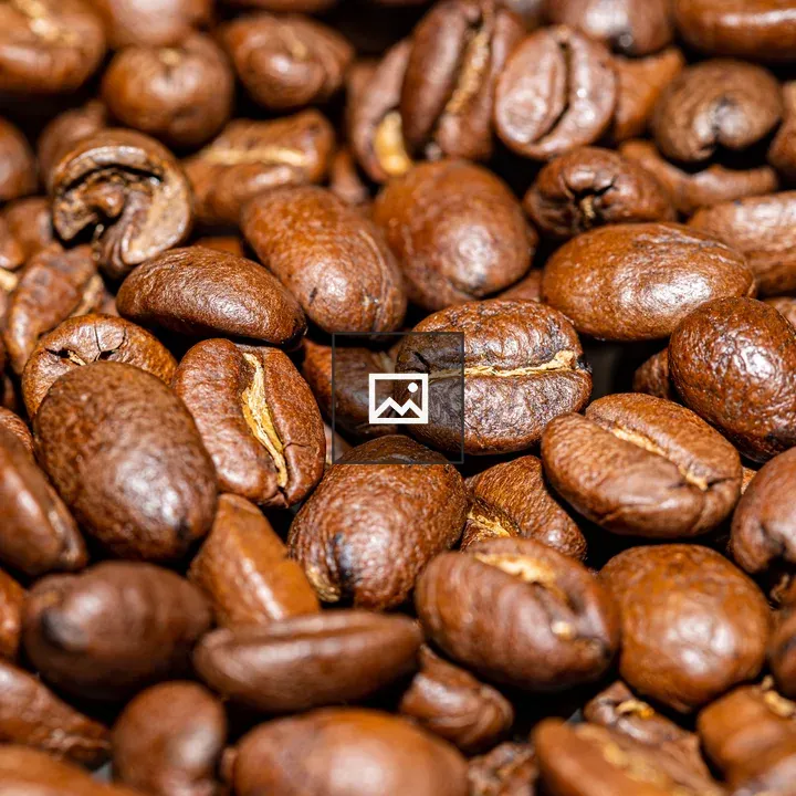Coffee beans up close