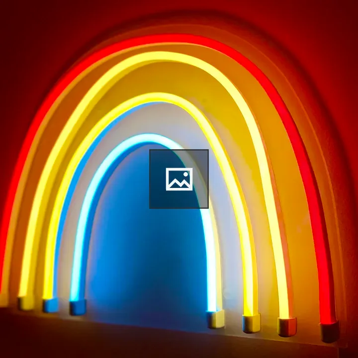 Neon rainbow arch light