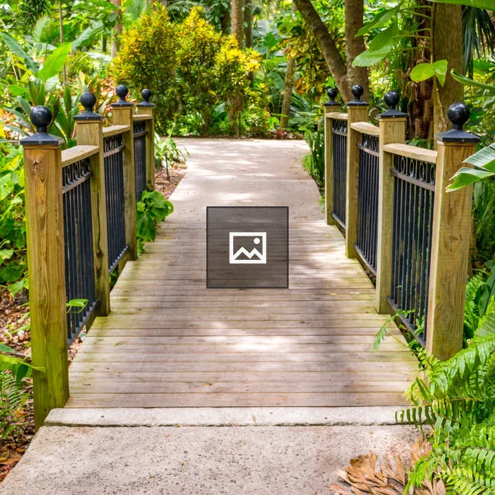 Walking bridge in a public garden