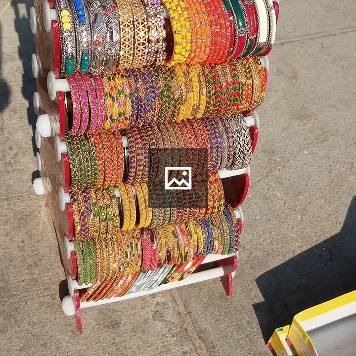 Beaded and Metallic Bangles on Stand