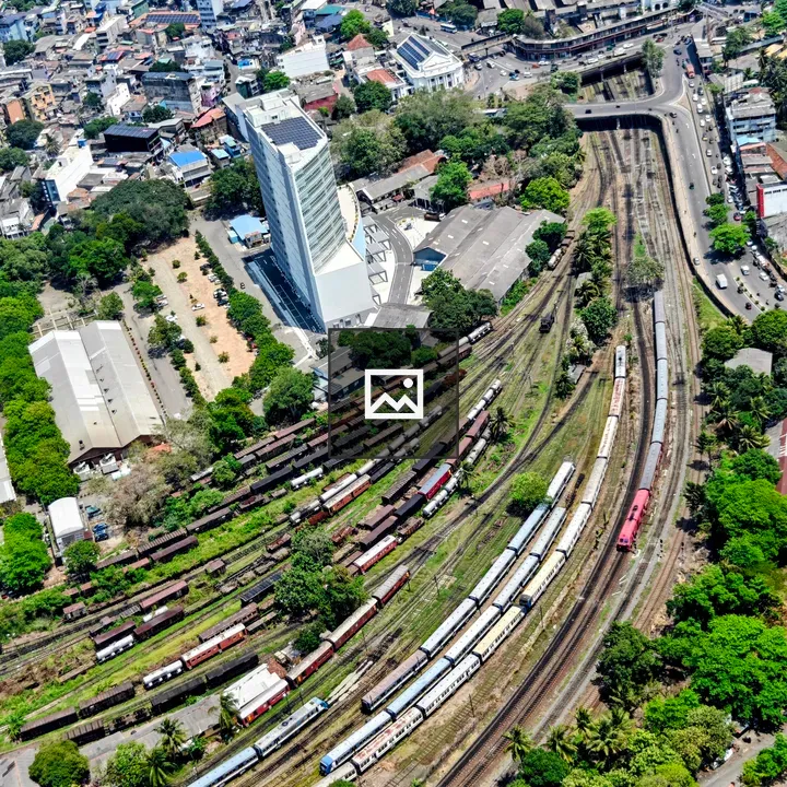 Aerial railway yards Colombo Lotus Tower