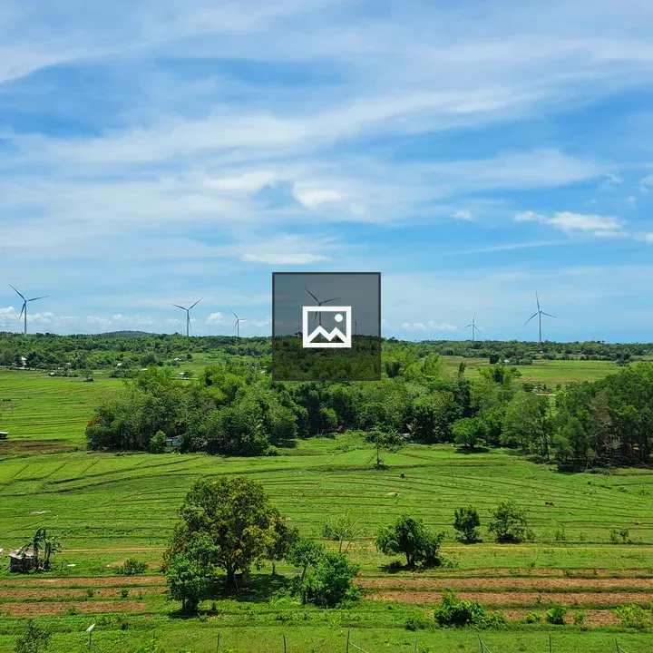 Panoramic landscape with field and building