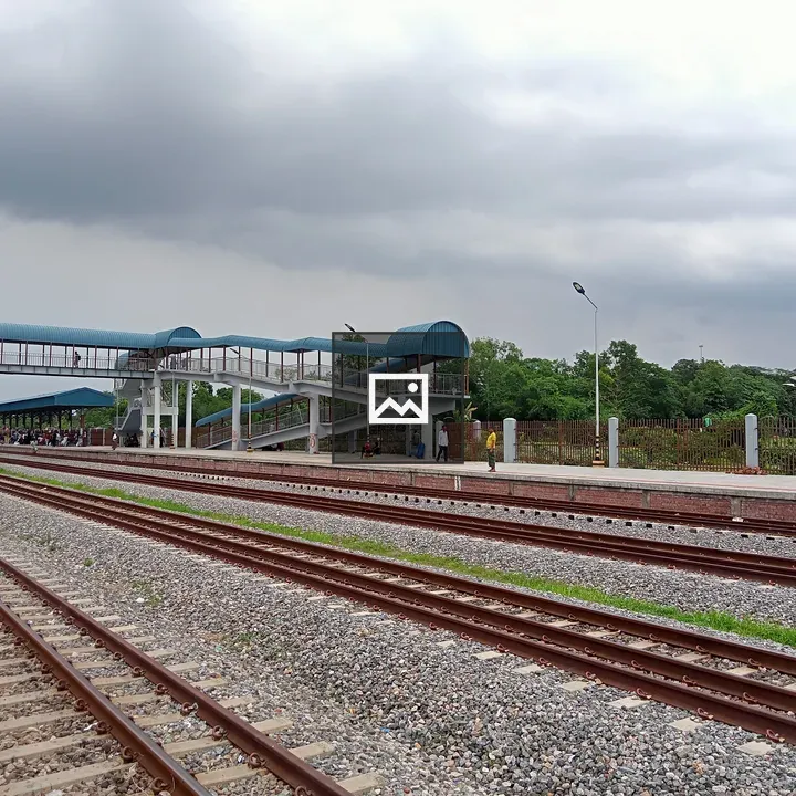 Railway station with overpass