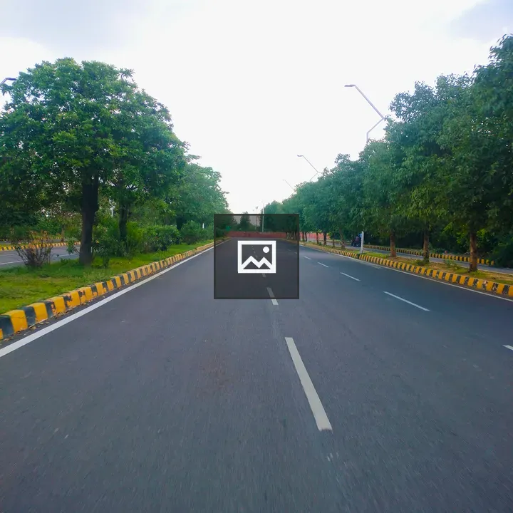 Wide empty road with trees