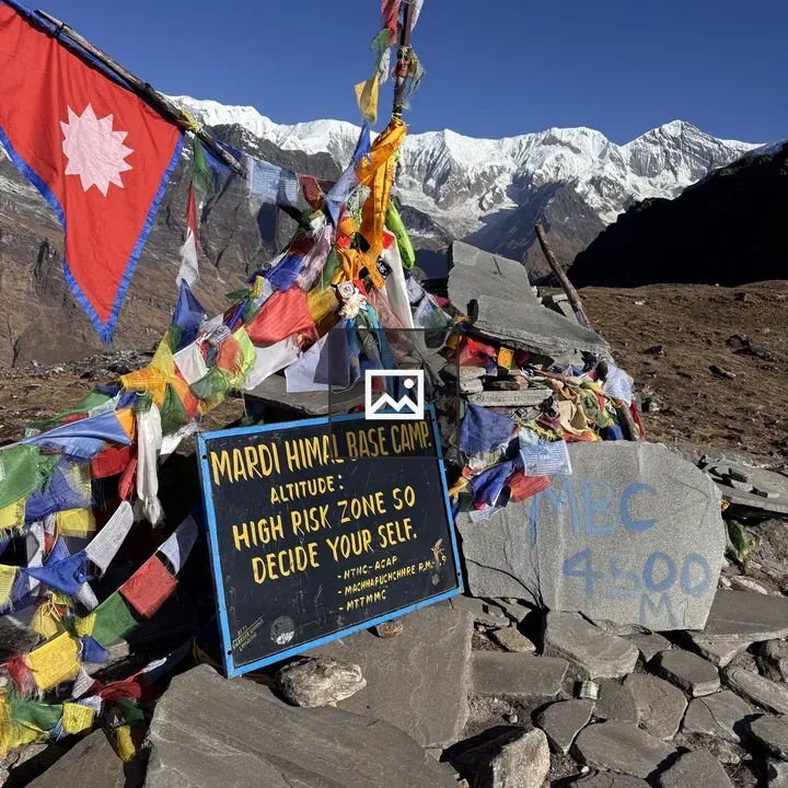 Mardi Himal Base Camp marker