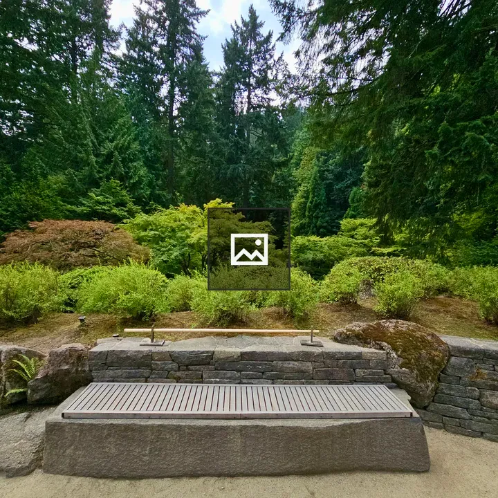 Wooden Bench with Bamboo Handrail