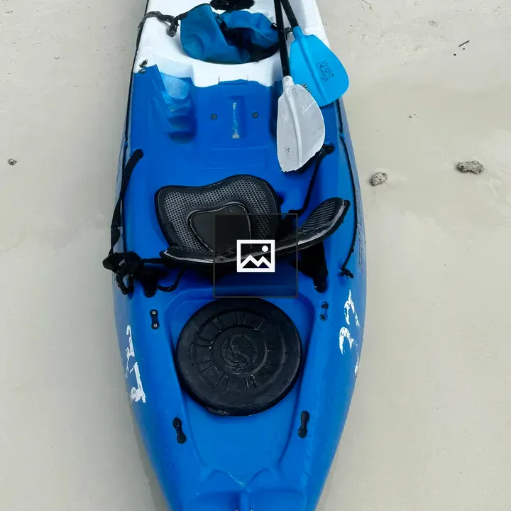 Blue and white sit-on-top kayak