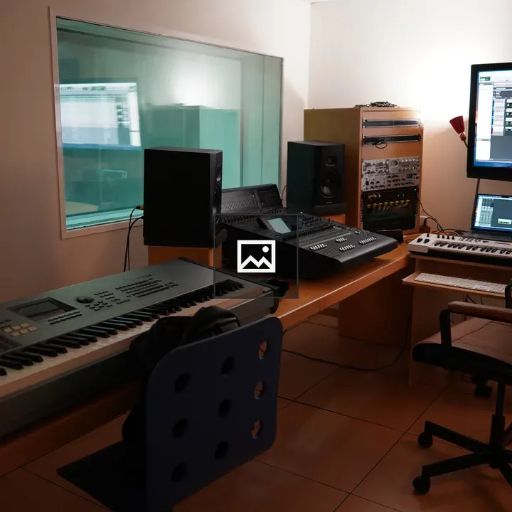 Modern music production studio scene