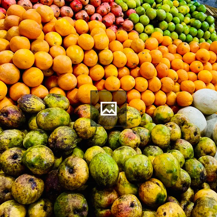 Colorful fruit display in market