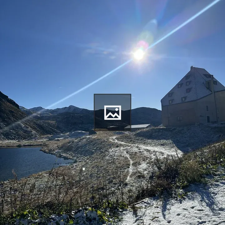 Snowy landscape with modern building