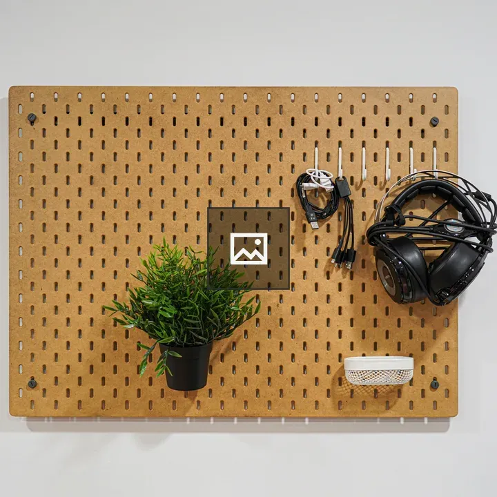 Office pegboard with stuff