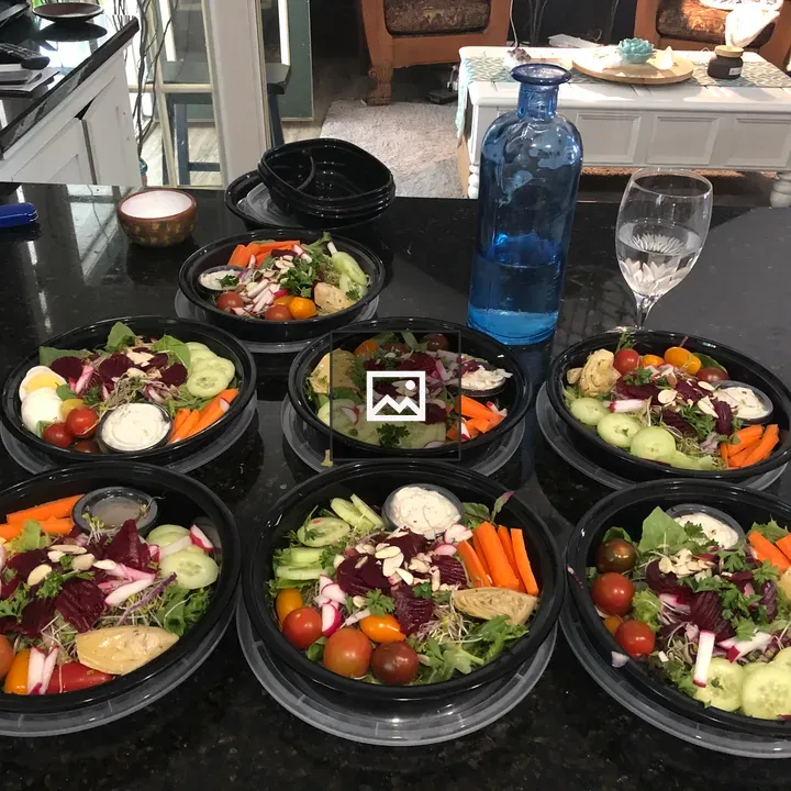 Seven Salads on Table
