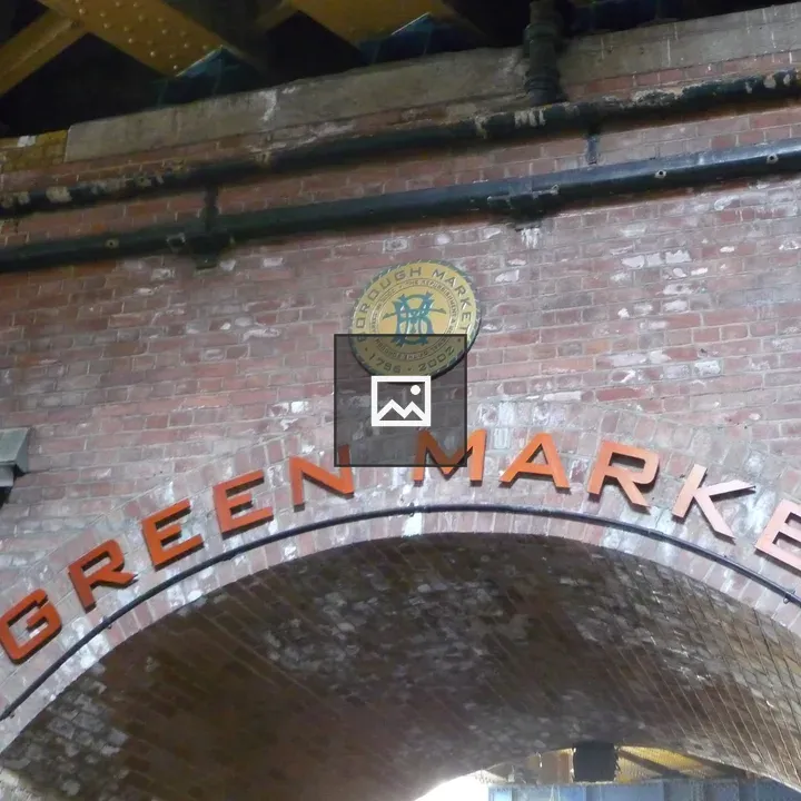 Brick Archway with Market Sign