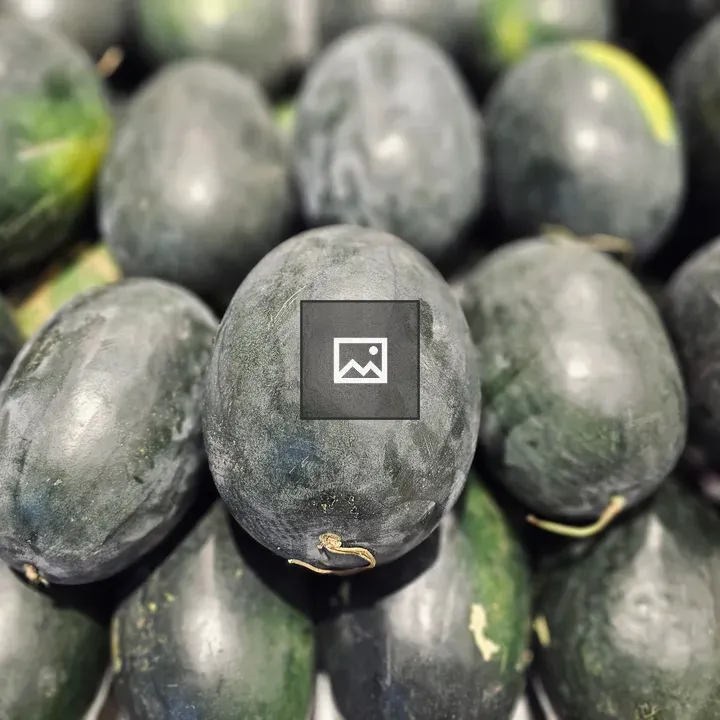 Dark green watermelons in hypermarket