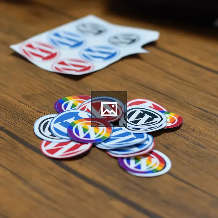 WordPress Logo Stickers on Wood