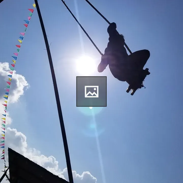 Traditional bamboo swing during Dashain