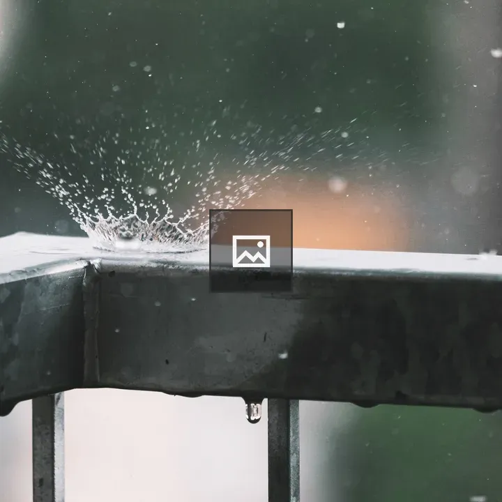 Water splash on metal surface