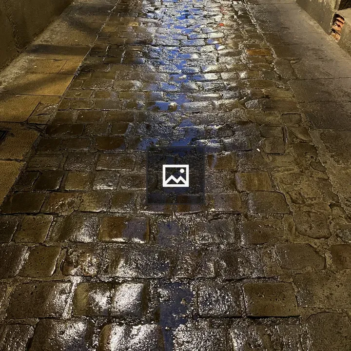 Rain on cobblestones in Barcelona