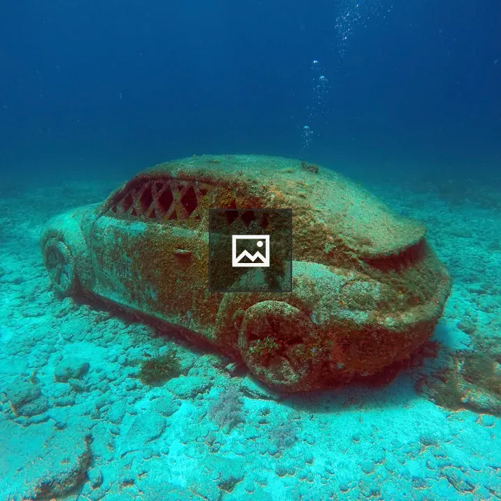 Car sculpture from underwater museum