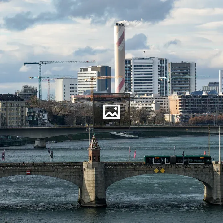 Cityscape Bridge with Tram