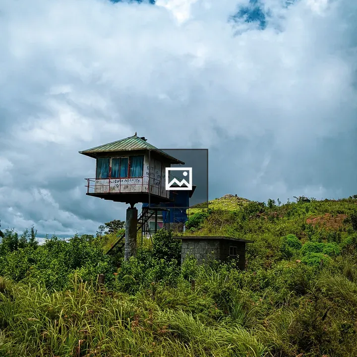 Elevated wooden watchtower on hill