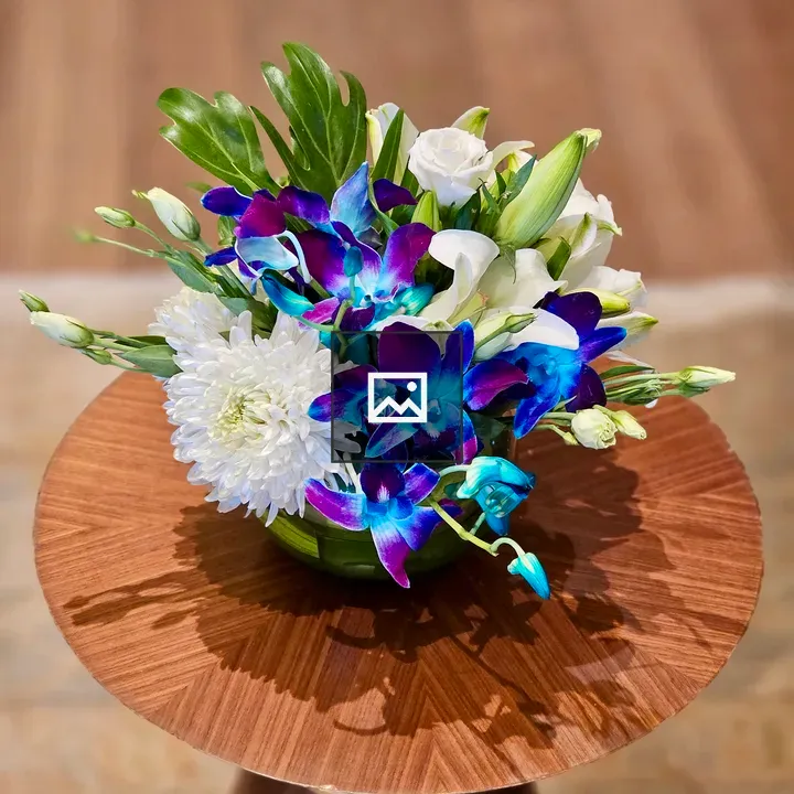 Bouquet on Wood Table