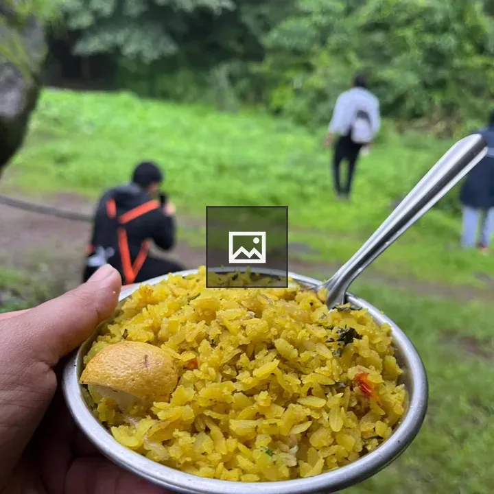 Poha in a steel plate