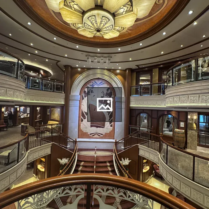 Grand staircase on Queen Elizabeth cruise ship