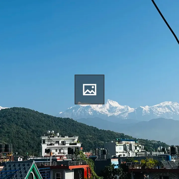 Snowy mountain peaks skyline