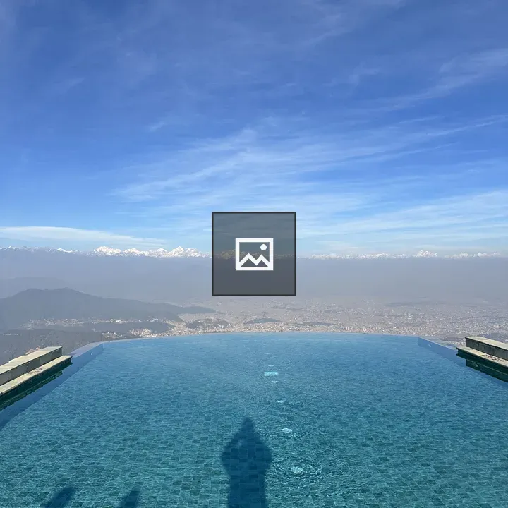 Infinity pool with mountains
