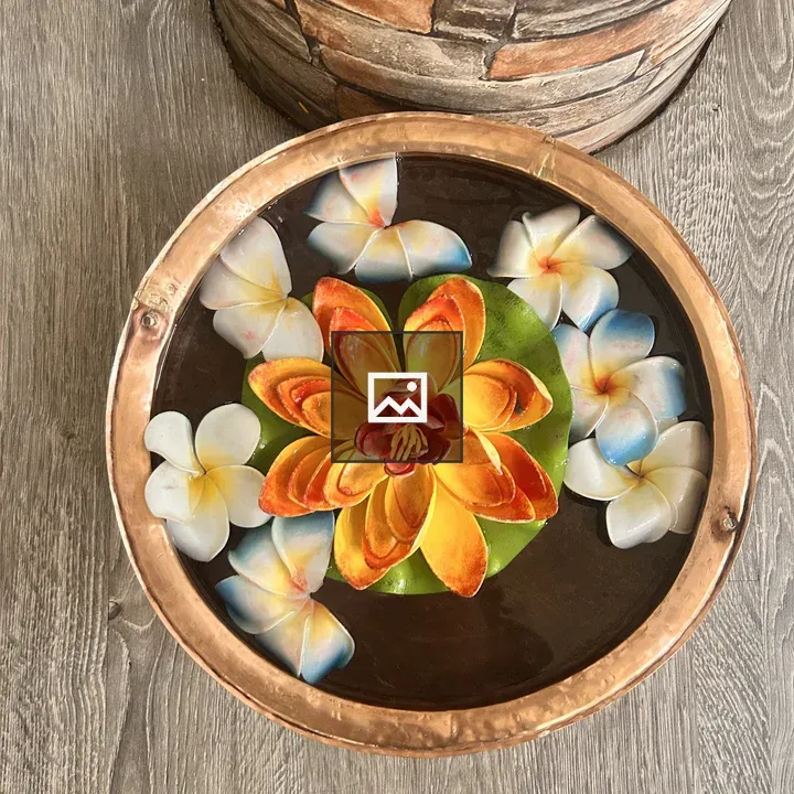 Decorative Brass Bowl with Floating Flowers