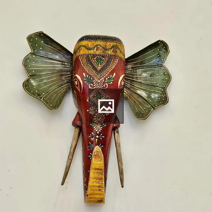 Multicolored Elephant Head Wall Decor