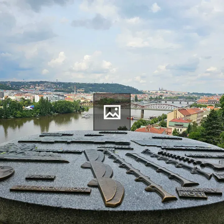 Prague from Vyšehrad with river and bridges