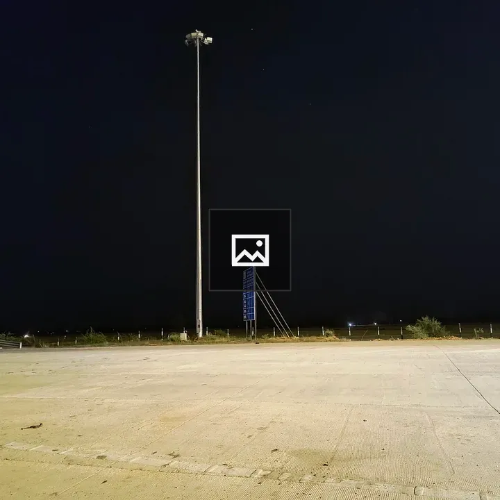 Deserted toll area at night