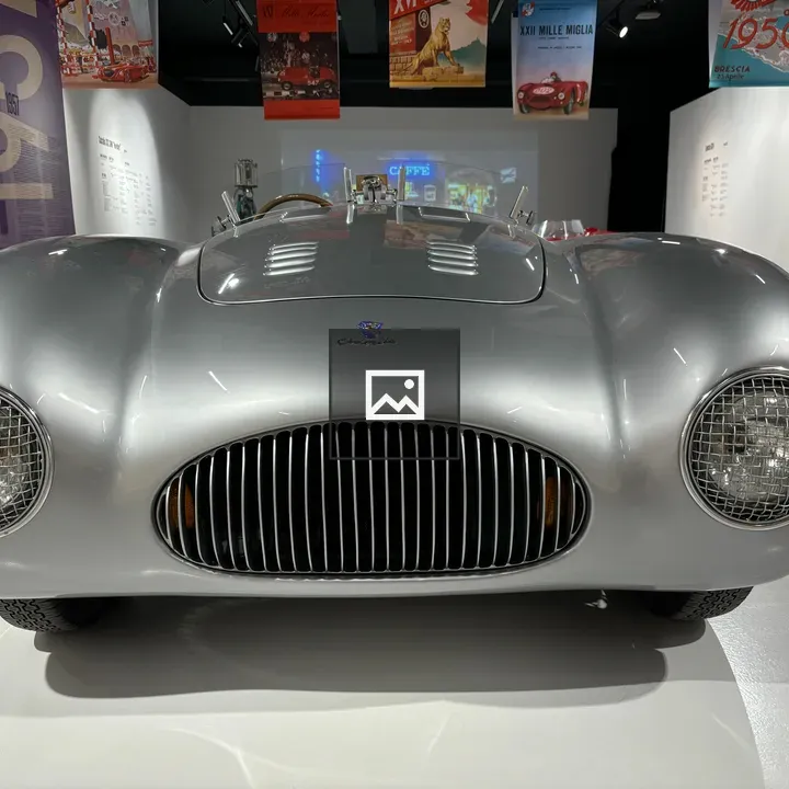 Sleek silver sports car front