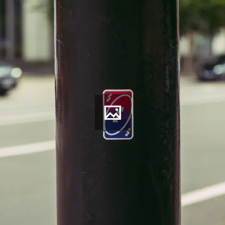 Uno reverse card with bisexual pride colors