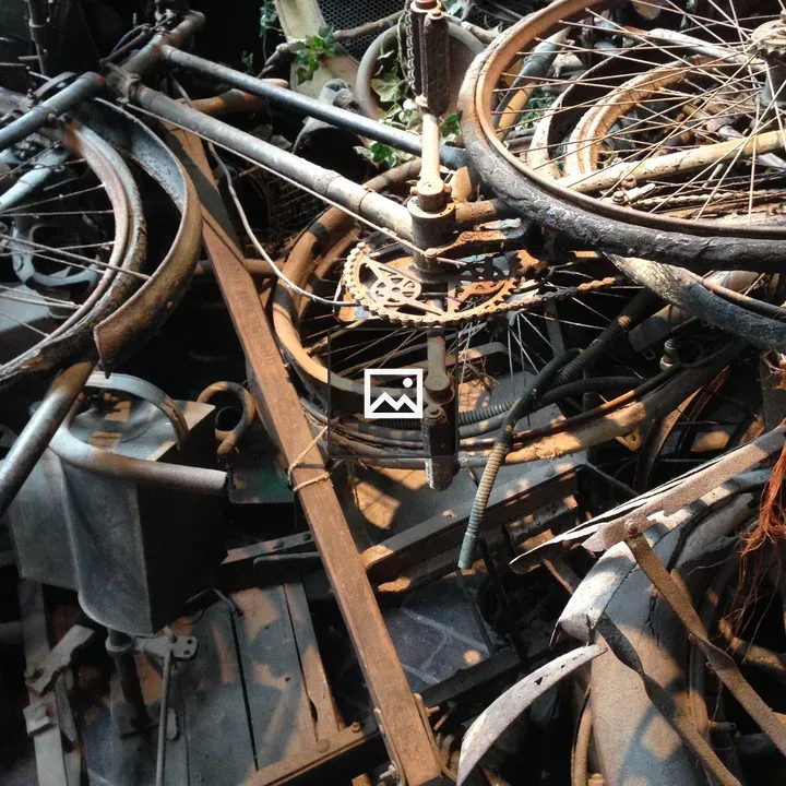Scrap metal bicycle scene