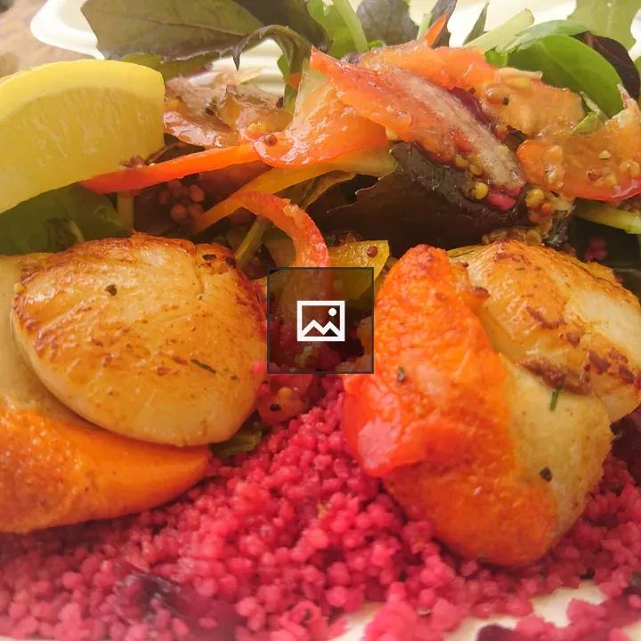 Hand dived scallops dish