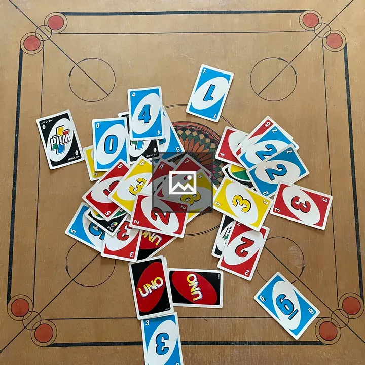 Uno Card on Carrom Board