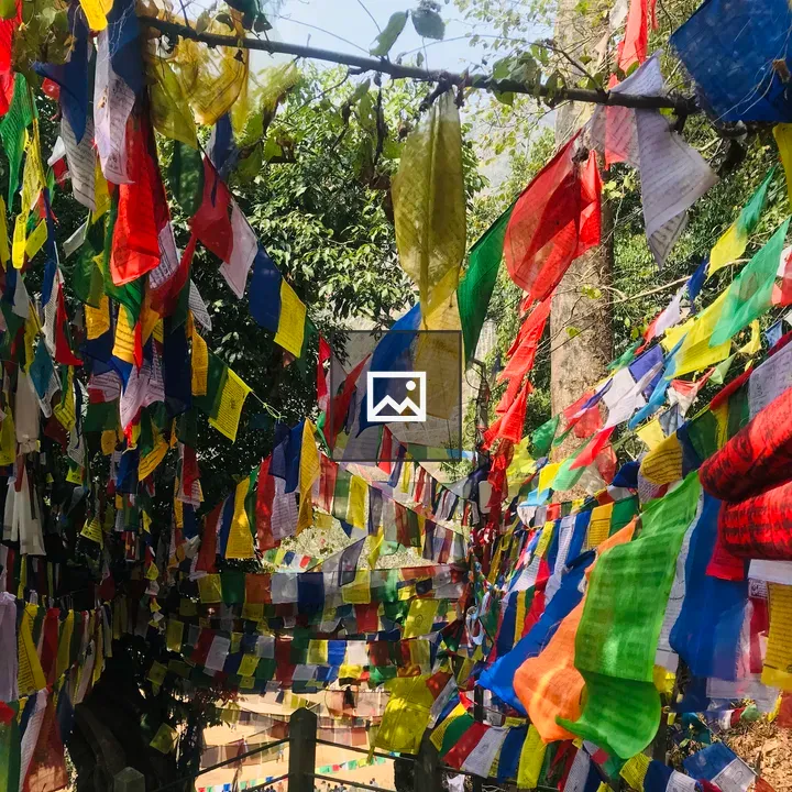 Tibetan Prayer Flags in Colorful Lines
